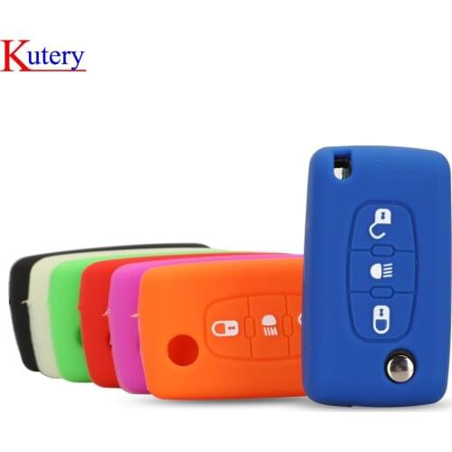 Kutery 10PCS/LOT 3BTN Remote Color Rubber Silicone Car Key Cover Auto Case For Citroen C4 C6 C4 Picasso C5 Protect Replacement