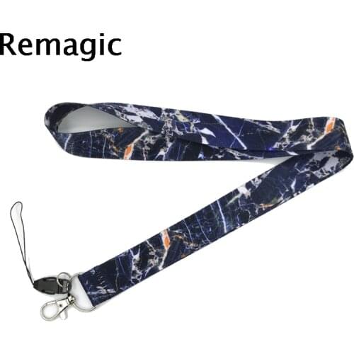 Black marble pattern grain vintage 90s Neck Strap Lanyard keychain Mobile Phone ID Badge Holder Rope Keyrings cosplay Accessory