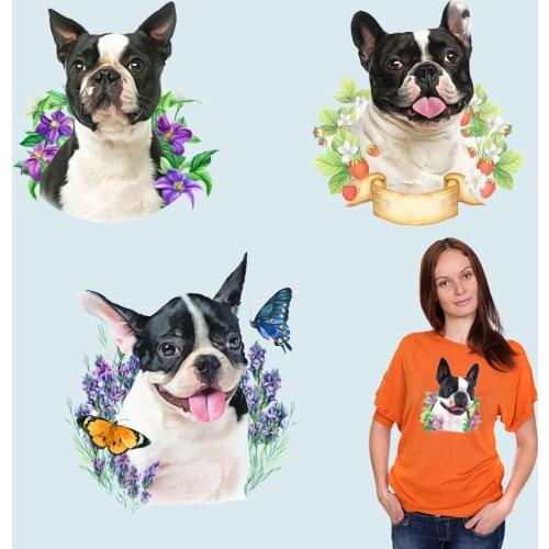 Dogs flowers cute pet logo on clothes Heat Transfer PVC Patch Ironing stickers Garment Accessories Heat-sensitive patches