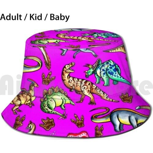 Dinosaurs! Purple Sun Hat 1244 Bucket Hat Dino Dinosaur Pattern Repeat Park Lost World Evolution Trex T