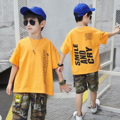 Letters Spring Summer Kids Clothes Suit Baby Boys T-Shirt+ Shorts 2pcs/Set Kids Teenage Top Sport Childrens Day Gift Formal