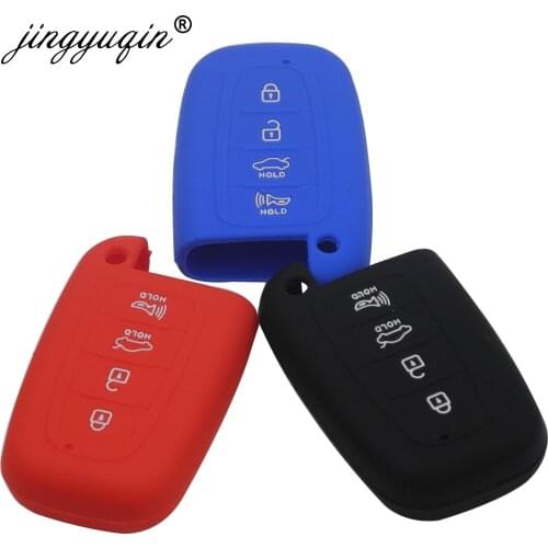 Jingyuqin 4 Button Silicone Key Case for HYUNDAI Elantra Sonata Veloster for Kia Soul Sportage Car Remote Smart Fob Cover