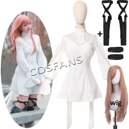 Anime FF14 Ryne Minfilia Cosplay Costume FINAL FANTASY XIV White Cute Lace Dress Game Cosplay Women Full set and wig Halloween