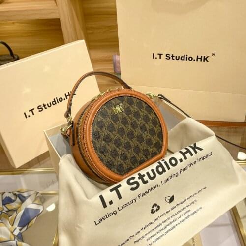 Round cake bag 2021 new trendy fashion summer leather shoulder messenger round portable small round bag female small bag
