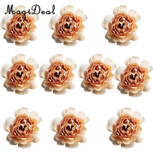 MagiDeal Realistic 10Pcs/Package Artificial Silk Peony Flower Head 4cm for Wedding Cards Photo Albums Bows DIY Craft Projects
