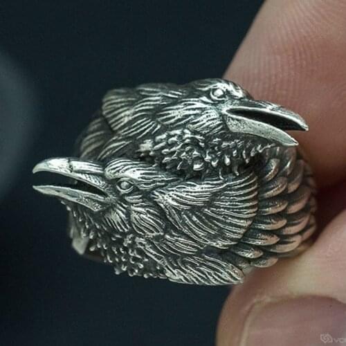 Myth gothic Odins Raven Ring Huginn and Muninn Rings Nordic Amulet Jewelry Skandinavien Viking style Gift for him