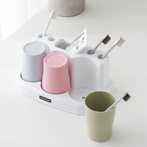 Multifunction Plastic Toothbrush Holder and Cup Washing Tooth Mug Toothbrush Shelf Draining Rack Bathroom Accessories Set
