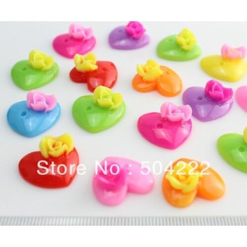 Set of 250pcs lovely assorted heart with flower resin Cabochon for Kawaii Decoden DIY Projects-SZ0389 D25