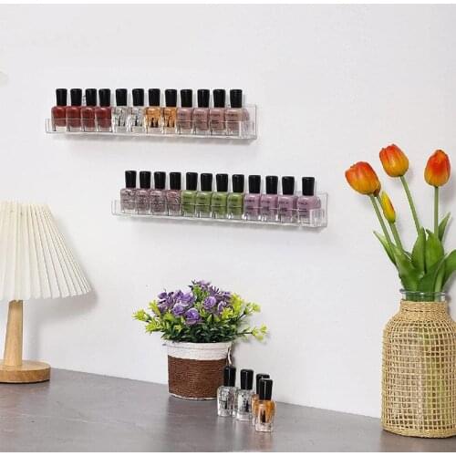 ANON Nail Polish Wall Rack 3 Shelves, Clear Acrylic Nail Polish Holder Organizer For 12-36 Bottles