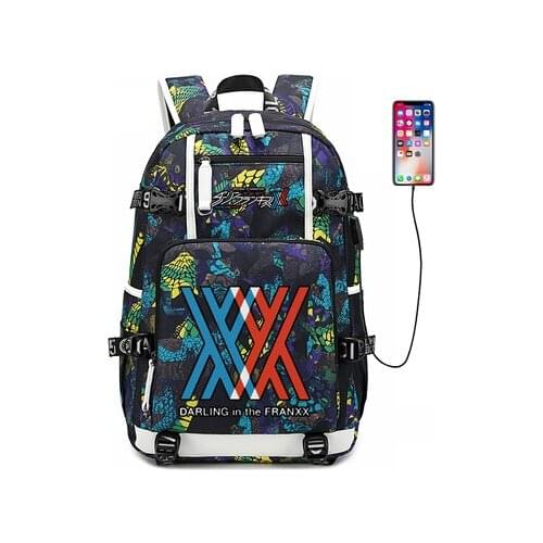 New DARLING in the FRANXX schoolbag laptop bag Men Travel bags USB 002 Oxford Backpack