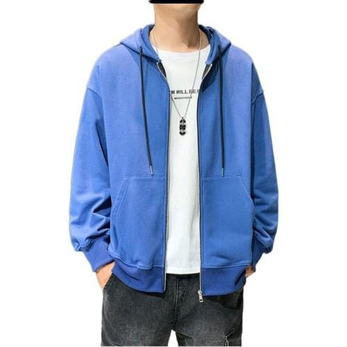 Autumn hooded color sportswear mens trend loose youth cardigan thin spring and autumn casual jacket hoodies men anime hoodie