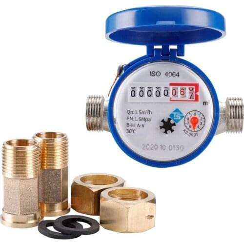 Water Meter Mechanical Rotary Wing E-Type Precision Digital Display Pointer Counter Water Meter Cold Smart with Copper Fittings