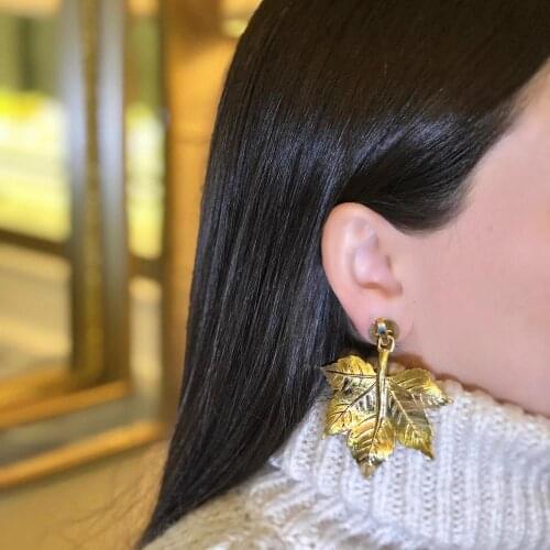 GULCE DERELI, SINGLE EARRING, ONE SIDE, LEAF CHARM EARRING, NEW PRODUCT, GIFT BOX, GOLD/SILVER PLATED
