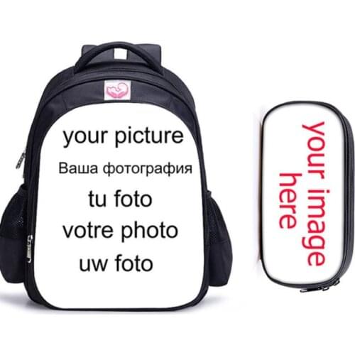 16 Inch Customize Your Logo Name Image Children School Bags Orthopedic Backpack Kids Boys Girls Mochila Infantil Catoon Bags