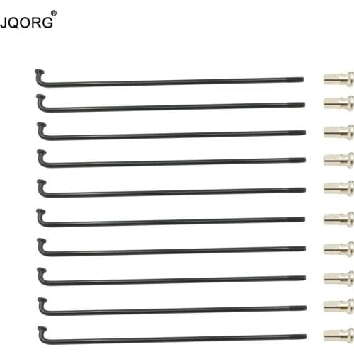 JQORG 10G Black Spokes Diameter 3.14mm J-bend 45# Steel Material Electric Bike Spokes With Sliver Color Brass Nipples 40 PCS/LOT