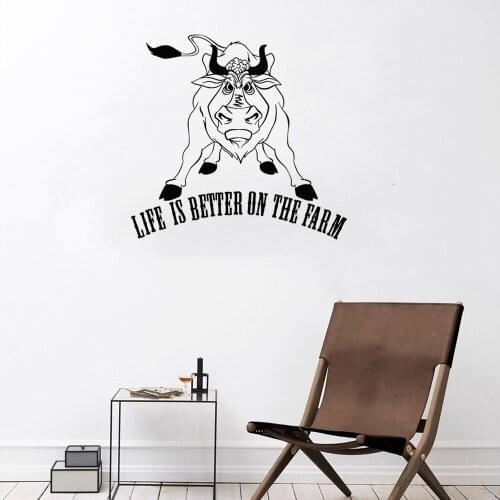 Ferocious Bull Pit Bull Wall Sticker Life Is Better On The Farm Wall Decal Home Decor For Farm Vinyl Art Mural DW11099