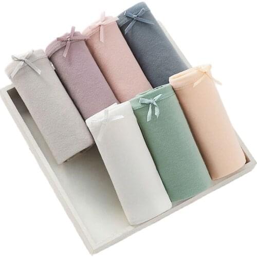 LANGSHA 5Pcs/set Panties Women Soft Cotton Briefs Underwear Sexy Bow Breathable Seamless Ladies Underpants Female Lingerie M XXL
