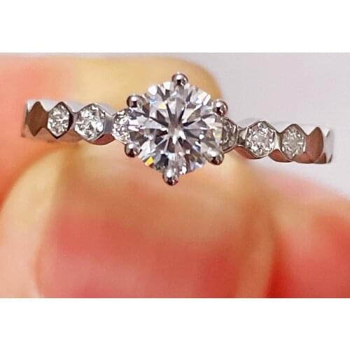 On sale 0.5CT Honeycomb Crown Design Real Moissanite Ring Gemstones Diamond ring 925 Sterling Silver for Womens Wedding Gift