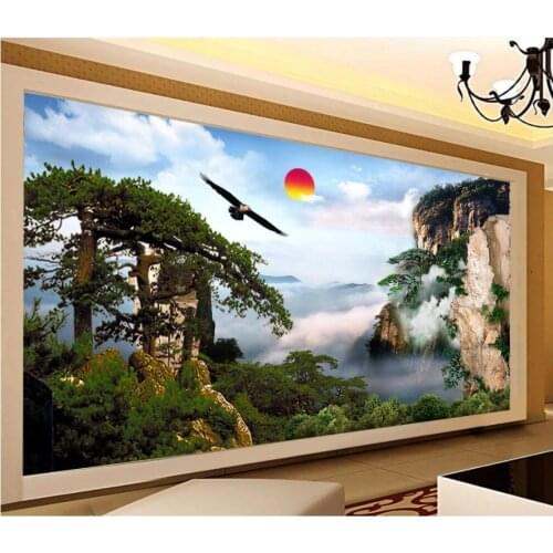 WDBH Custom photo 3d wallpaper Beautiful Cloudy Alpine Pine Tree tv background home decor living room wallpaper for walls 3 d