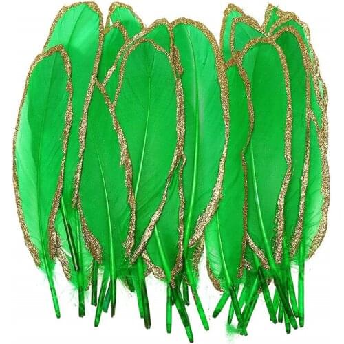 10-500pcs/lot Grass Green Dipped gold goose feather 15-20cm DIY feathers for crafts and Wedding decoration accessories plumas