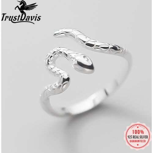 ElfoPlataSi Real 925 Sterling Silver Ring Spirit Snake Sizable Birthday Gfit For Women Wedding Birthday Valentines Day DS2020