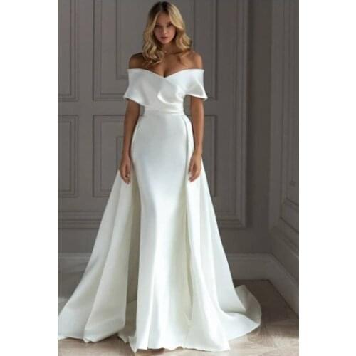 Wedding Dress White For Women Robe De Mariee Wedding Dress 2 In 1 Detachable Train Sweetheart Satin Mermaid Vestido De No
