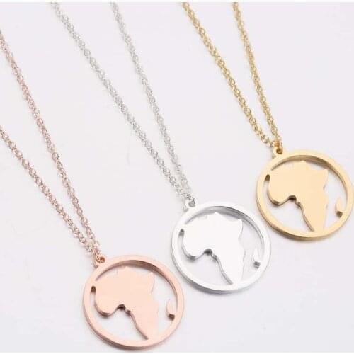 Gold chains pendants jewelry on the neck 2020 chain necklace simple South Africa map necklaces womens stainless steel fashion