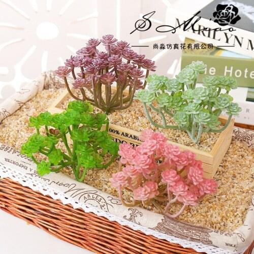 12x15cm Green Pink Purple Artificial Succulent Plants DIY Home Desktop Flower Arrangement Accessories Plastic Fake Plants Bonsai