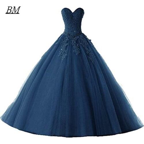 2021 Elegant Sweetheart Quinceanera Dresses Ball Gown Appliques Beading Tulle Sweet 16 Prom Party Gown Vestido 15 Anos BM734