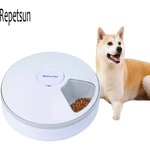 Round Timing Feeder Automatic Pet Feeder 6 Meals 6 Grids Cat Dog Electric Dry Food Dispenser 24 Hours Feeding Bowl Pet Supplies