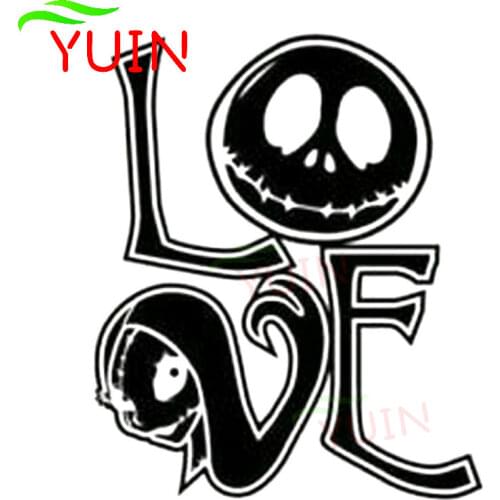 Car Sticker Jack Skillington and Sally, The Nightmare Before Christmas, Love Decorative Decals, Sunscreen Waterproof Stickers