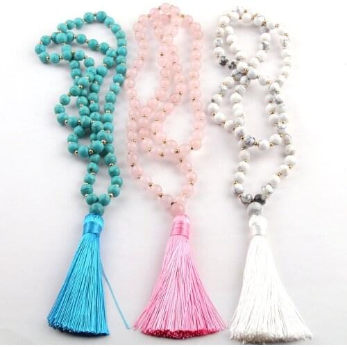 Free Shipping Bohemian Tribal Jewelry Fashion Natural Semi Precious Stones Tassel Necklace
