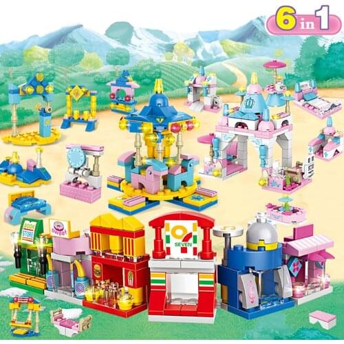 Friends Series Creative Princess Castle Building Blocks City Street View Amusement Park Bricks Educational Toys for Girls Gift