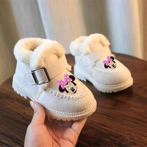 Disney childrens cartoon Minnie Mickey winter baby cotton shoes plus velvet warm boys and girls casual shoes ankle boots