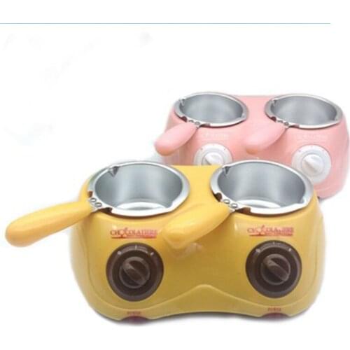 Dual Electric Chocolate Fountain 250 * 2ML Capacity Fondue Hot Chocolate Melt Pot Melting Machine yellow /pink 1PC Hot Selling