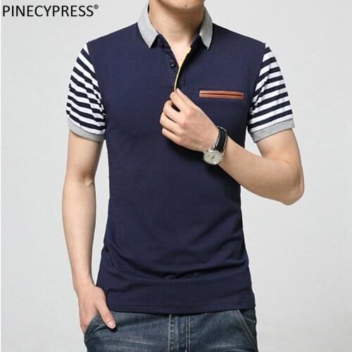 Quality Fashion Cotton Man POLO-shirt Short Sleeve Turn Down Collar Male Polos Casual Patchwork Grey White Blue Men Polo Shirt