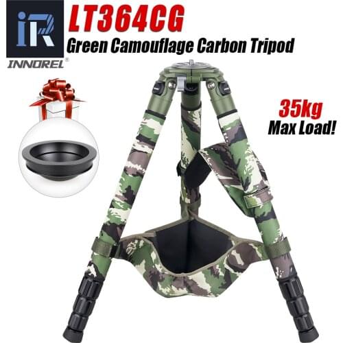 INNOREL LT364CG Camouflage Carbon Fiber Tripod for Canon Nikon DSLR Camera Professional Birdwatching Heavy Duty Camera Stand