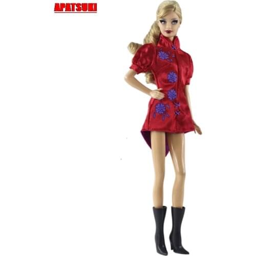 Red Short Sleeve Top Clothing for Barbie Dolls One-Piece Jumpsuit Outfits Clothes for 1/6 BJD Doll Dollhouse Accessories Kid Toy
