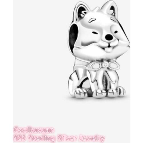 Summer 100% 925 Sterling Silver Japanese Akita Inu Dog Charm beads Fits Original Pandora bracelets Jewelry