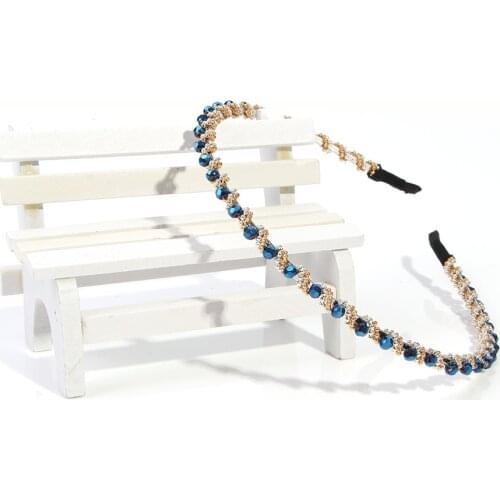 2020 Fashion Korea Crystal Soft Headband for Women Rhinestone Hairband Beads Bezel Girls Hair Accessories Simple Headwear