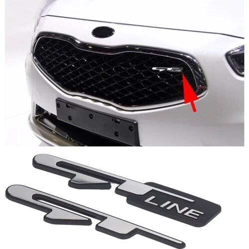 2pcs Car Front Grill Sticker Rear Trunk Sticker for Peugeot 206 Kia Stinger Optima Rio Forte K3 K5 GT Line Emblem Badge Sticker