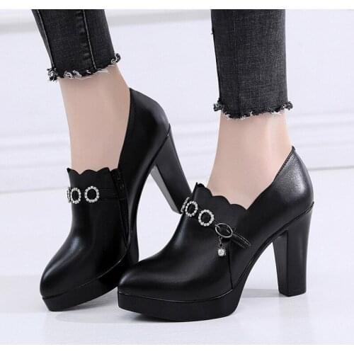 2018 autumn and winter new thick with super high-heeled muffin platform waterproof platform single shoes deep mouth waterproof