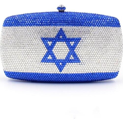 Bee In Fly Novelty Geometric Pattern Women Blue Silver color Evening Clutch Bags Wedding Cocktail Crystal Clutch Evening Bag