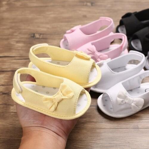 0-18M Newborn Baby Girls Shoes Summer Sandal Soft Sole Non-Slip Girls Toddler Shoes Solid White Pink Yellow Cowboy