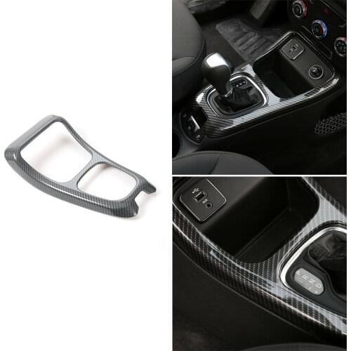 Carbon Fiber Car Interior Gear Shift Panel Frame Trim Cover for Jeep Compass 2011