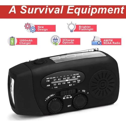 Rugged And Waterproof Solar Hand Crank Radio Outdoor Multifunctional Emergency Radio USB/Solar/Manual Charging Weather Radio