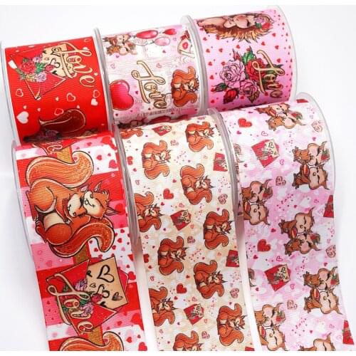Christmas decorations Cartoon Printed Grosgrain Ribbon craft supplies gingham Ribbon 48073