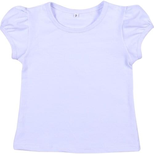 100% Combed Cotton Shirt Kids Top T-shirts Baby Girls Blank White Children Short Sleeve Shirts