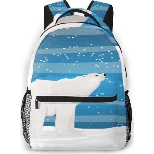 Backpack Women Shoulder Bag White Bear And Cub Bear Through The Snow Fashion School Bag For Teenage Girl Backpacks Travel Bag