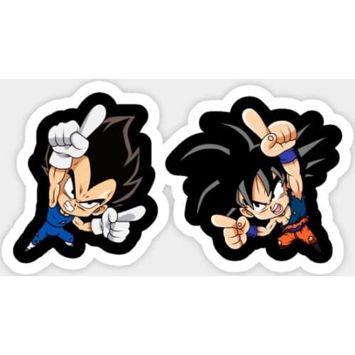 Goku and Vegeta ChiBi Fusion Funny Car Sticker Cartoon Sunscreen Decal Motorcycle Auto Accessories Decoration PVC,15cm*14cm